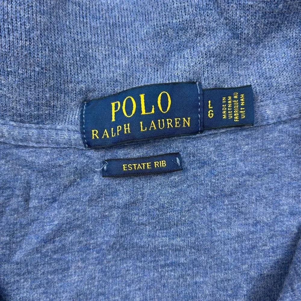 Polo Ralph Lauren Estate Rib 1/4‎ Zip Sweater Mens Large Blue Long Sleeve